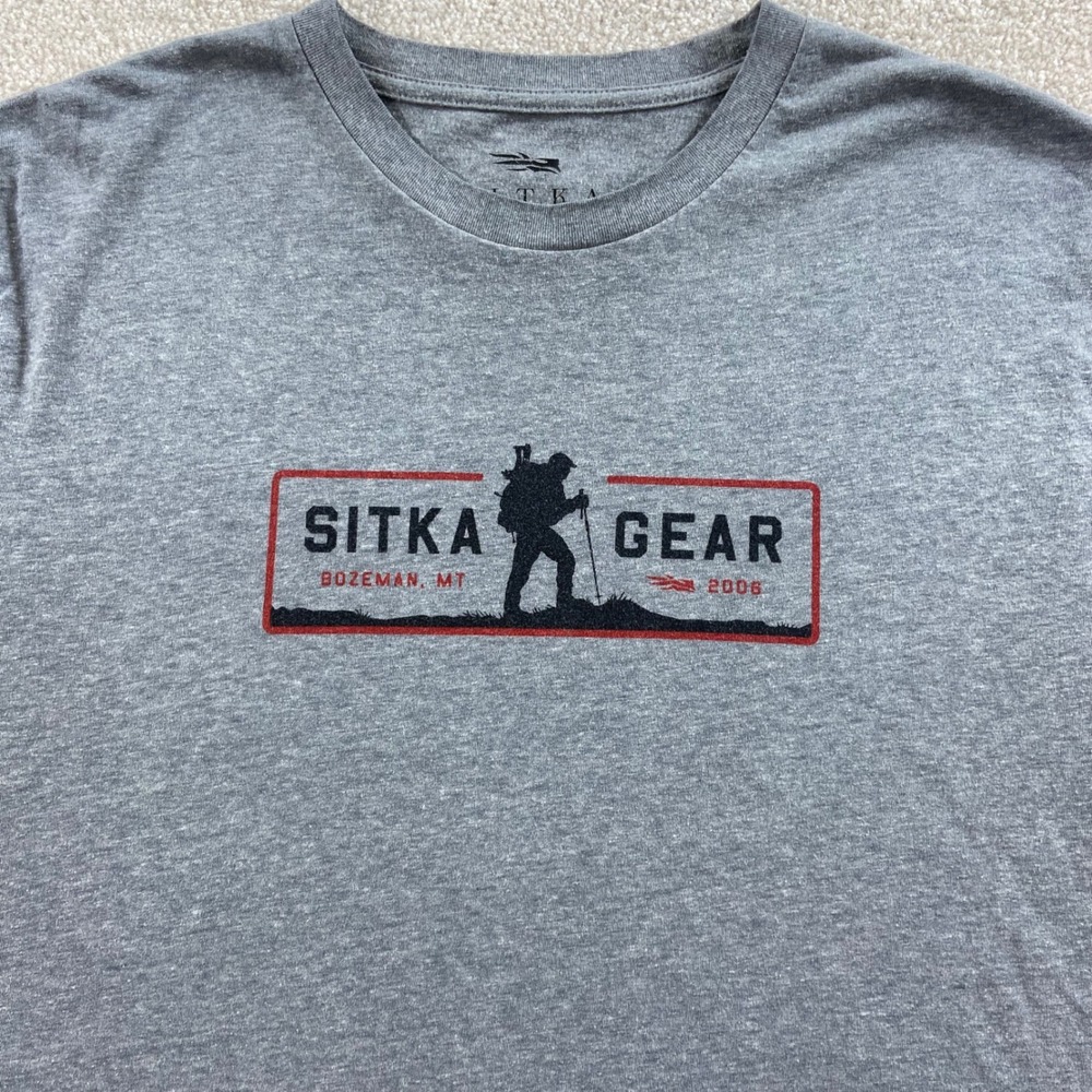 Sitka Gear T Shirt Mens Large Gray Bozeman MT Hiker Graphic Short Sleeve Tee